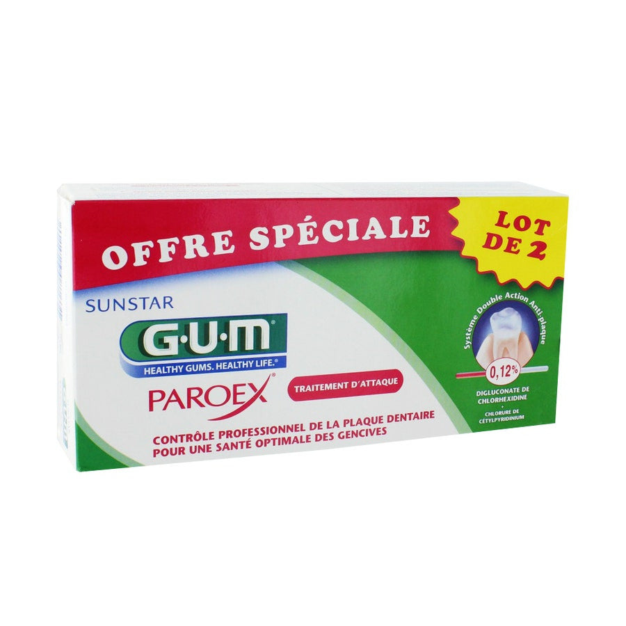 GUM Paroex Anti-Plaque Dual Action Toothpaste 75ml x2 (2.53fl oz x2)