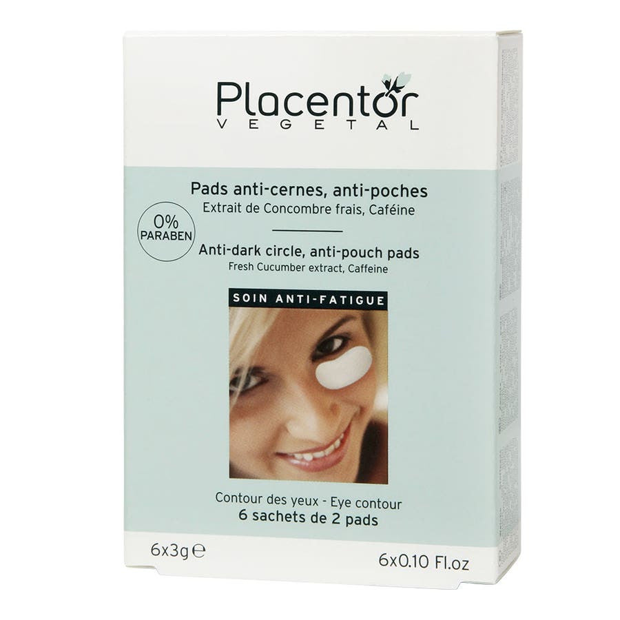 Placentor Vegetal Anti-Dark Circles Eye Care Pads with Marine Collagen and Ginkgo Biloba 6 Sachets of 2 Pads