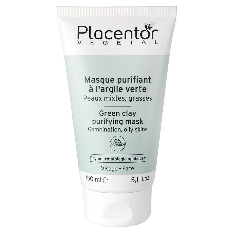 Masque Purifiant Argile Verte Végétale Placentor Peaux Mixtes à Grasses 150 ml 