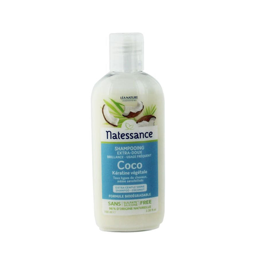 Natessance Coco Shampooing Kératine Végétale et Brillance 100 ml (3,38 fl oz) 