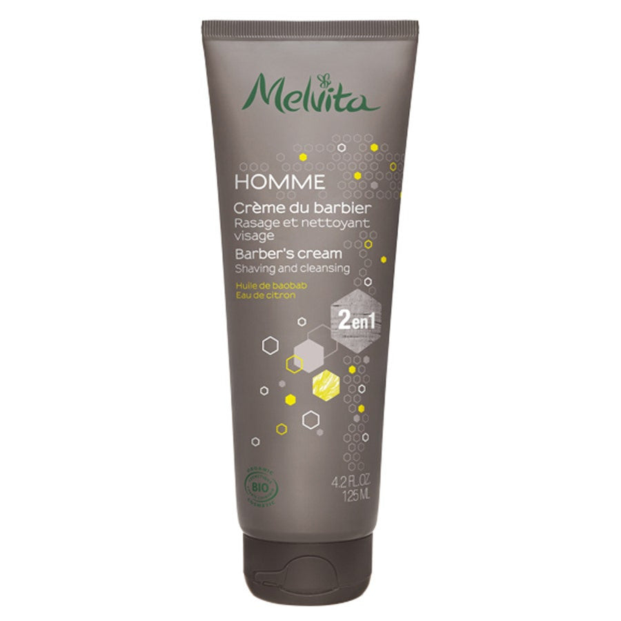 Melvita Melvita Homme Crème Du Barbier 2-en-1 Rasage Et Nettoyant Visage Bio 125ml (4.22fl oz) 