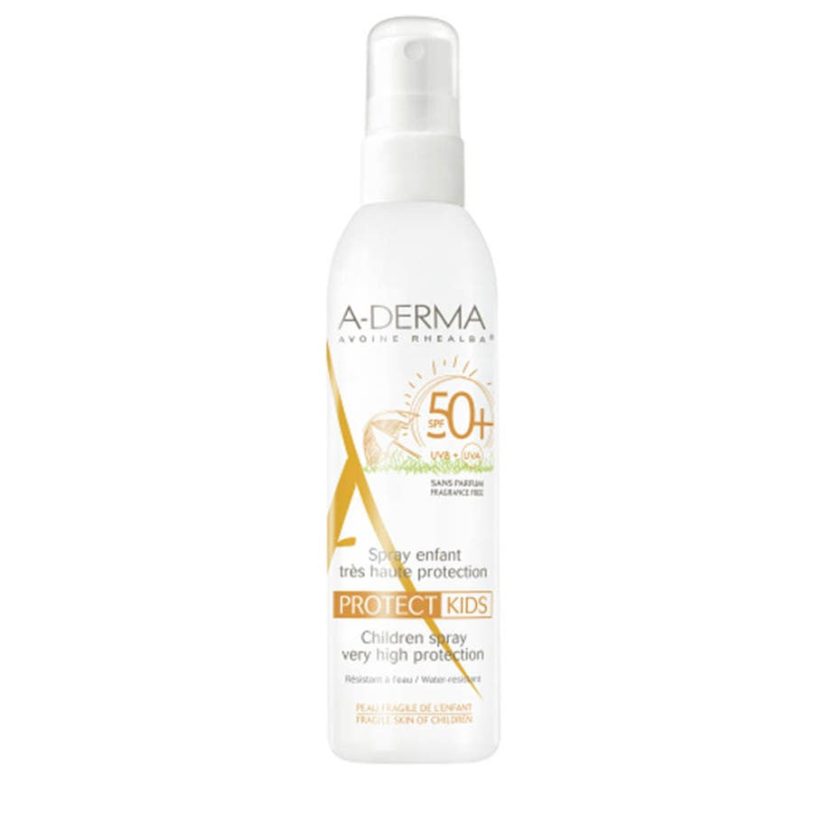 Spray haute protection A-Derma Protect Kids SPF 50+ pour enfants, 200 ml (6,76 fl oz) 