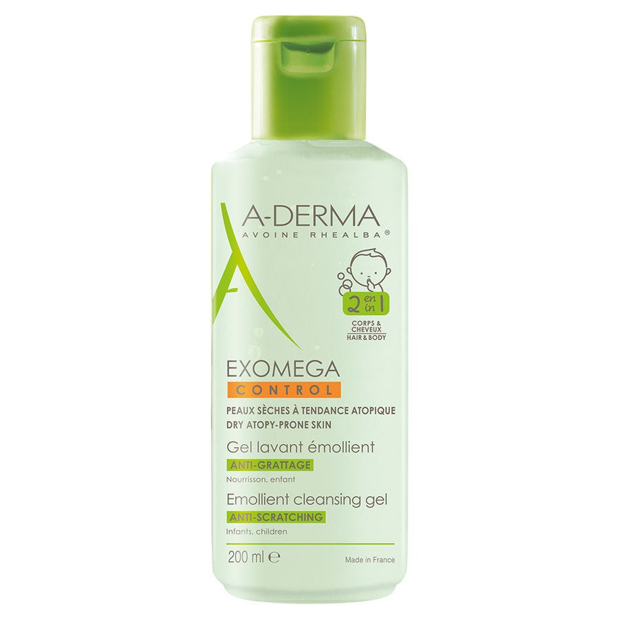 A-Derma Exomega Control Emollient Cleansing Gel for Dry, Atopic-Prone Skin - Body and Hair - 500ml