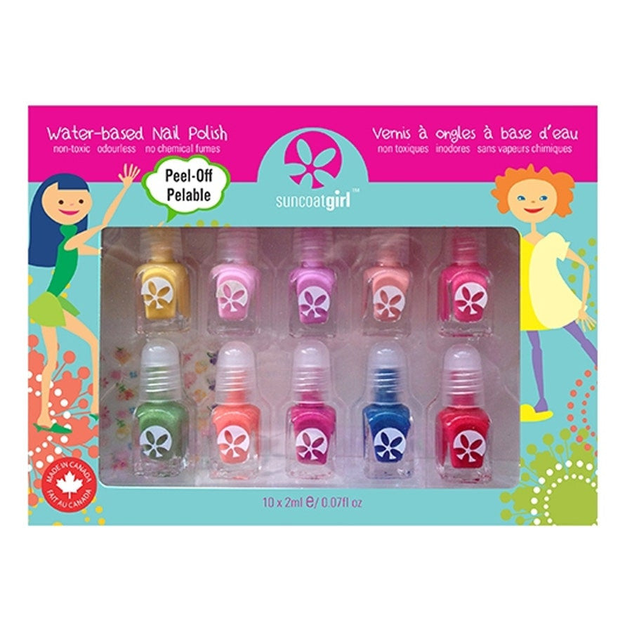 Suncoat Girl Party Palette Kit de vernis à ongles 10 mini vernis à ongles + lime à ongles + autocollants 2 ml 