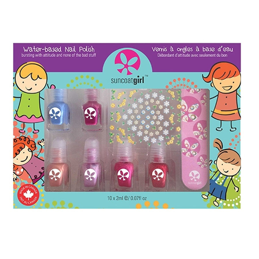 Suncoat Girl Mini Mani Kit De Vernis 6 Mini Nail Polish + Nail File + Stickers 2ml