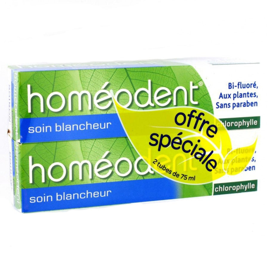 Boiron Homeodent Whitening Care Toothpaste with Chlorophyll 75ml x2 (2.53fl oz x2)