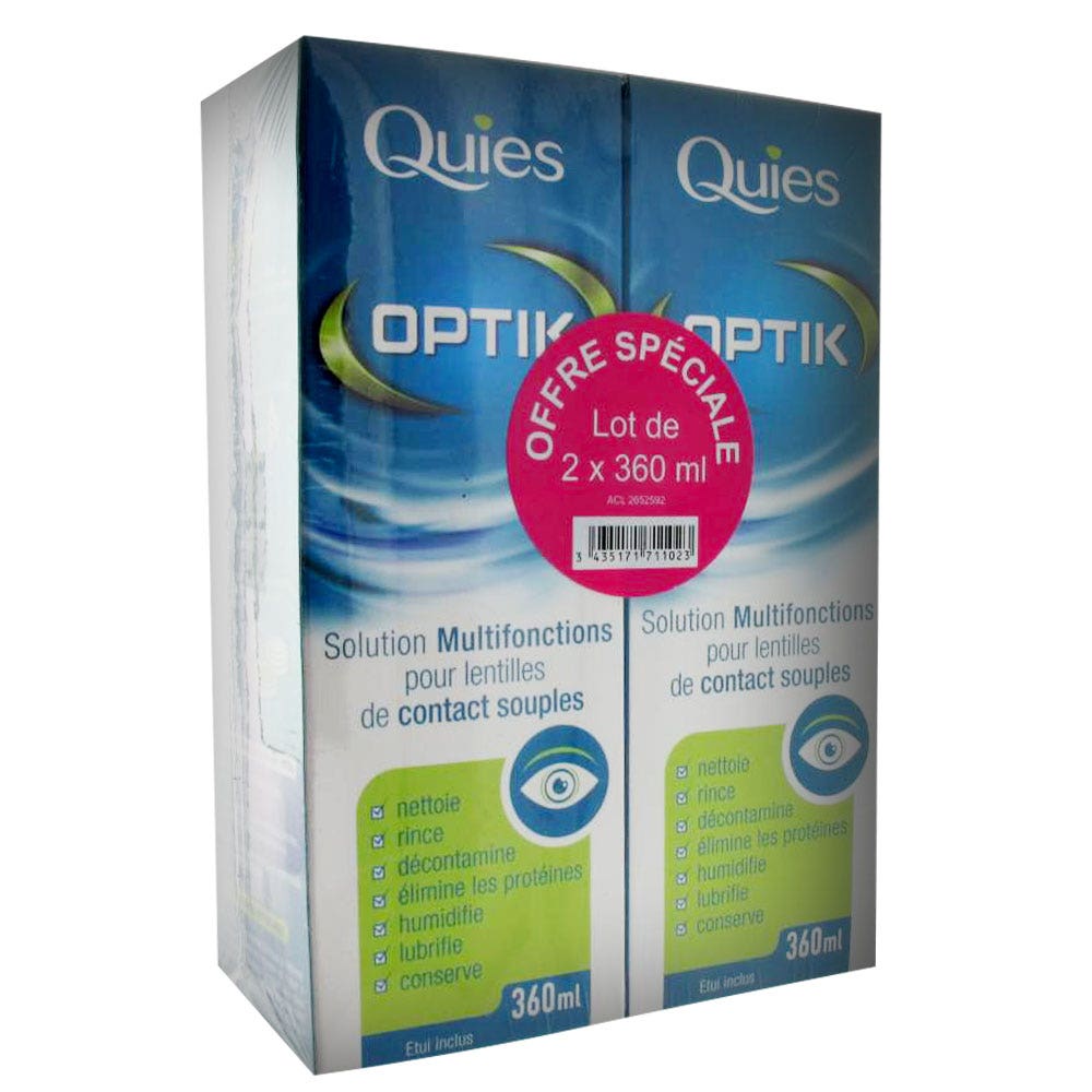 Quies Optik Solution For Soft Contact Lenses 2x360ml (12.17fl oz)