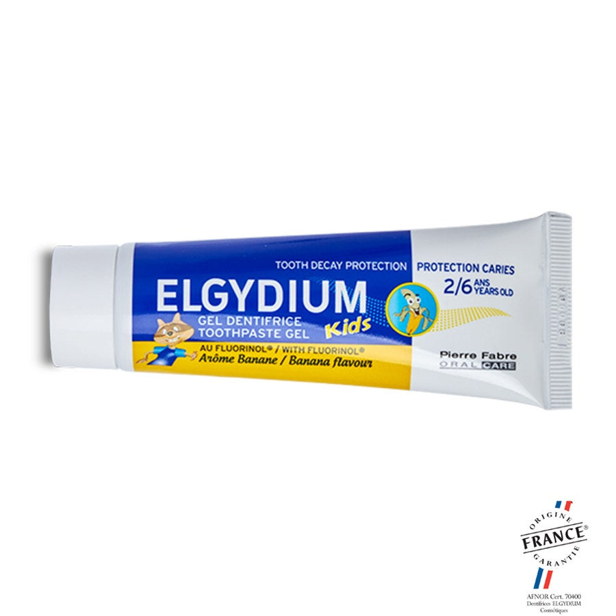 Elgydium Kids Fluorinol Banana Flavored Toothpaste Gel 2-6 Years Old 50ml (1.69fl oz)