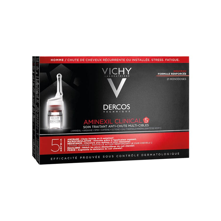 Vichy Dercos Aminexil Clinical 5 Anti-Hair Loss Ampoules Men x21