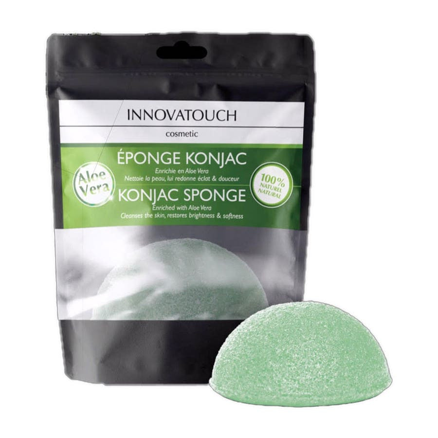 Éponge Konjac Aloe Vera Innovatouch à l'extrait d'Aloe Vera, 100 % naturelle et biodégradable 