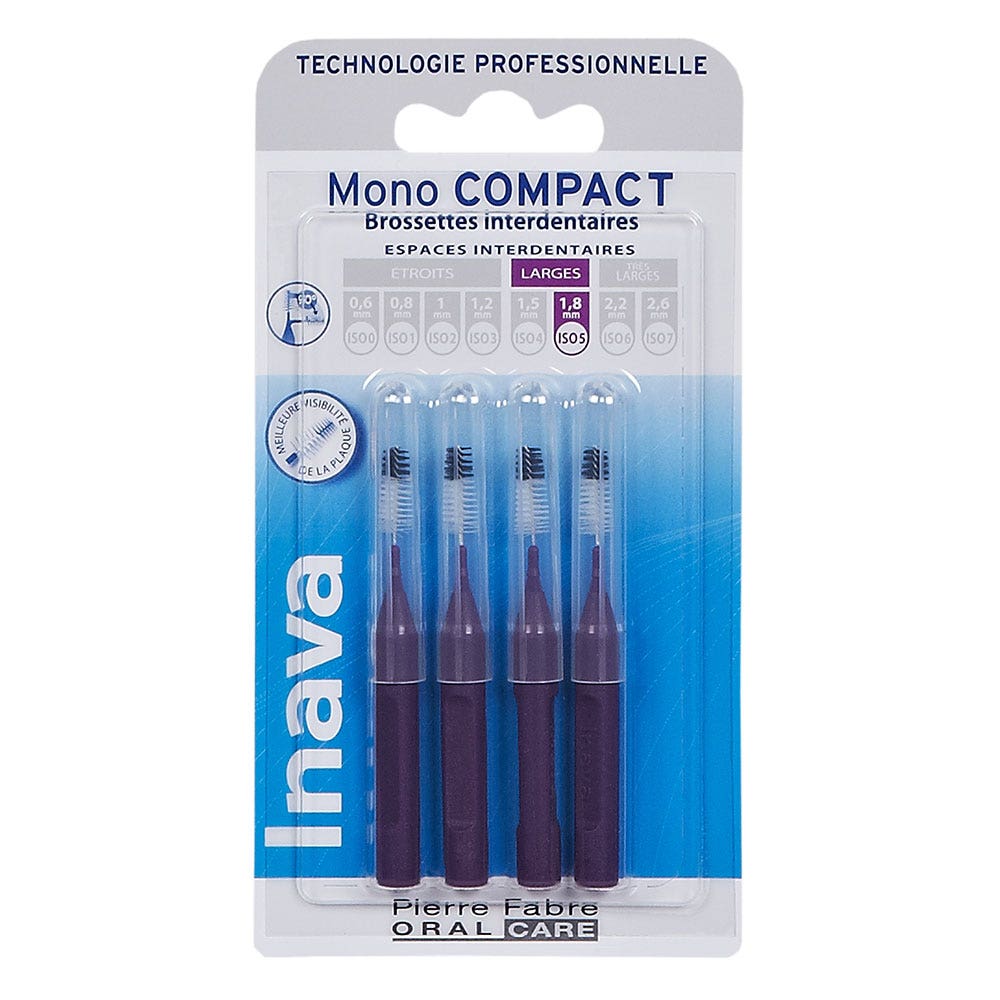 Inava Interdental brushes 1.8mm Violet X4 Mono Compact