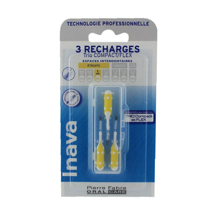 Inava Refill interdental brushes 1mm yellow 2 x 4 units