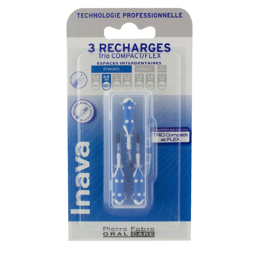 Inava 0.8mm Interdental Brushes Refills Blue x4