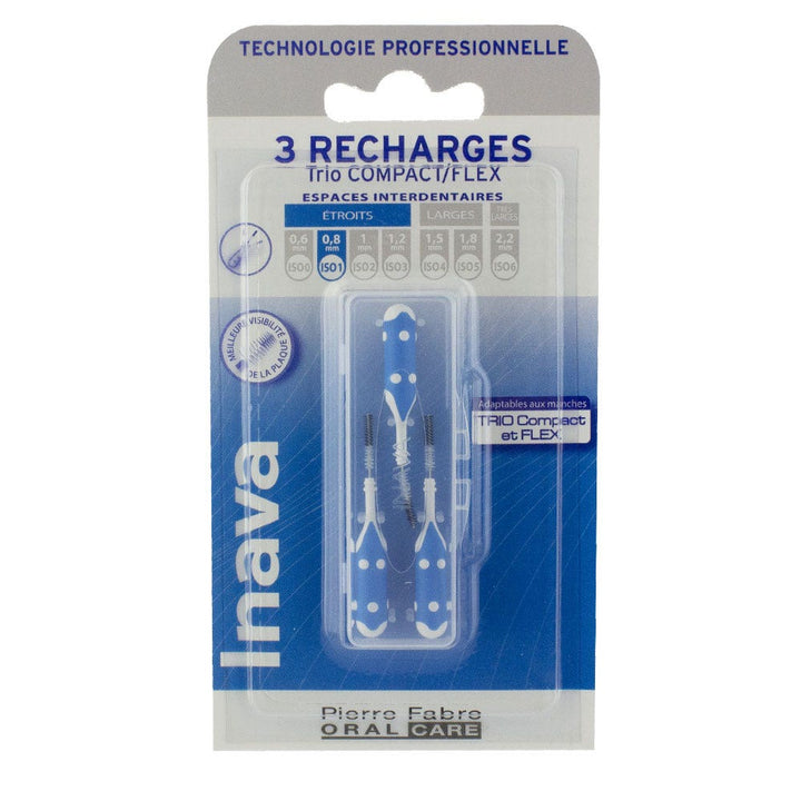 Inava 0.8mm Interdental Brushes Refills Blue x4
