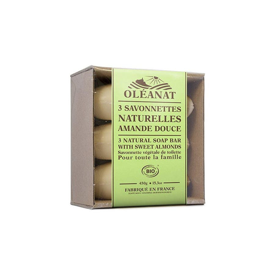 Oleanat Senteurs de Provence Organic Sweet Almond Soap Bars Les Senteurs De Provence Amande Douce Bio 150g x3 (5.29 oz x3)