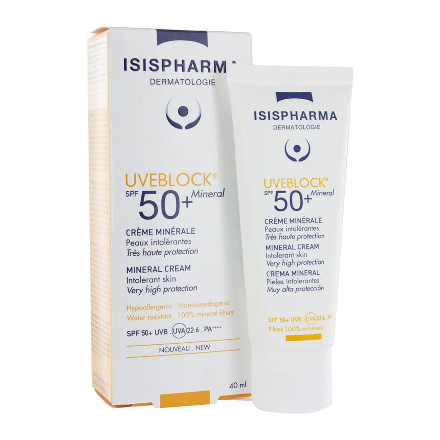 Crème minérale Isispharma Uveblock SPF50+ pour peaux intolérantes 40 ml 