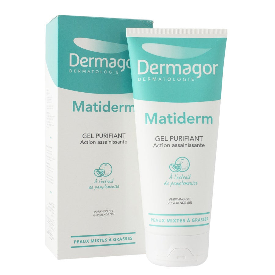 Dermagor Matiderm Gel Purifiant et Assainissant à l'Extrait de Pamplemousse 200 ml (6,76 fl oz) 