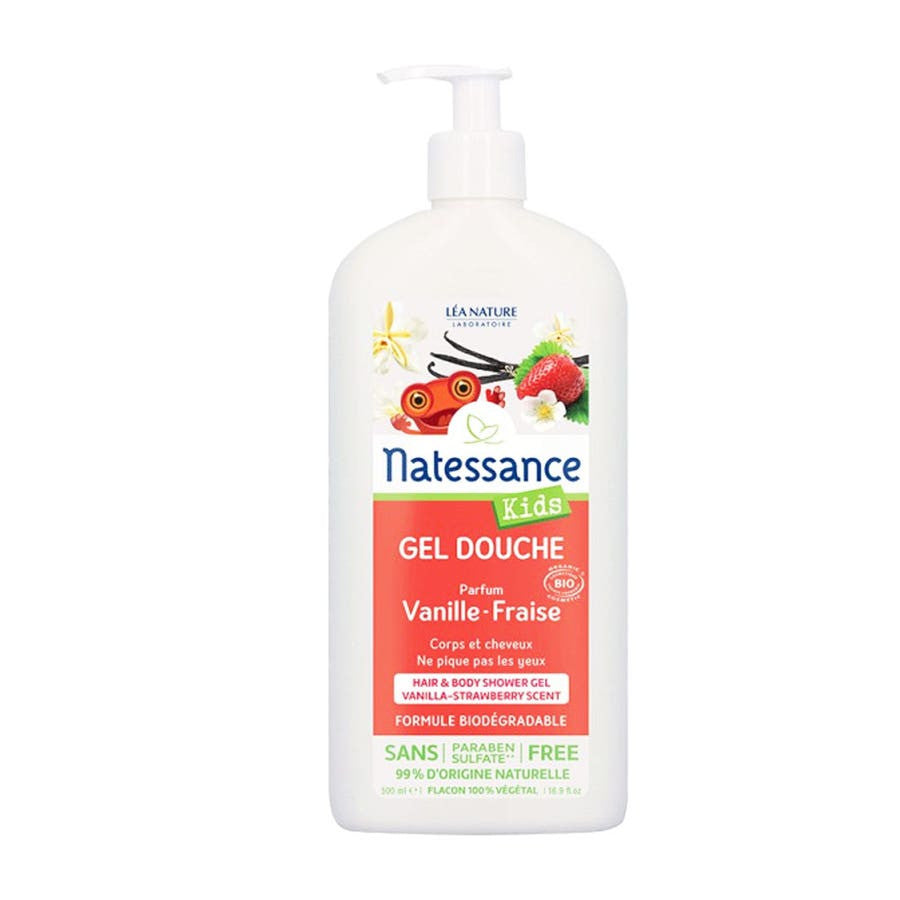 Gel douche bio Natessance Kids Vanille et Fraise 500 ml 