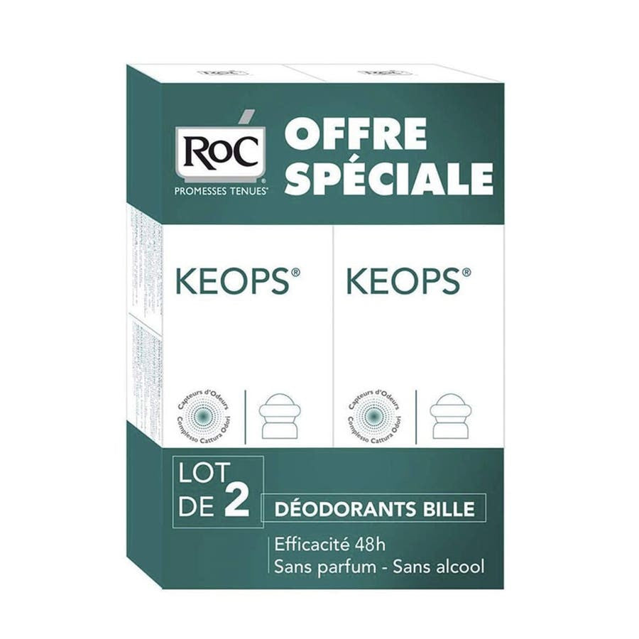 Déodorant anti-transpirant à bille Roc Keops 30 ml x2 (1,01 fl oz x2) 