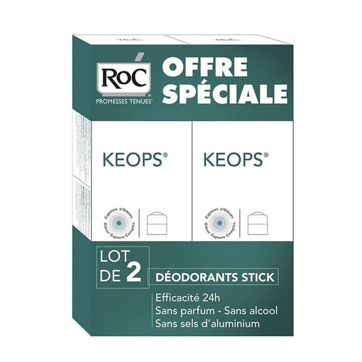 Roc Keops مزيل عرق بعصا للتعرق المعتدل 40ml x2