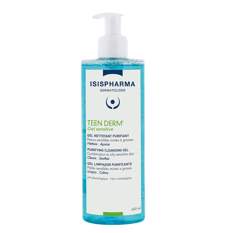 Isispharma Teen Derm Gel Nettoyant Purifiant Peaux Sensibles Mixtes à Grasses 400 ml 