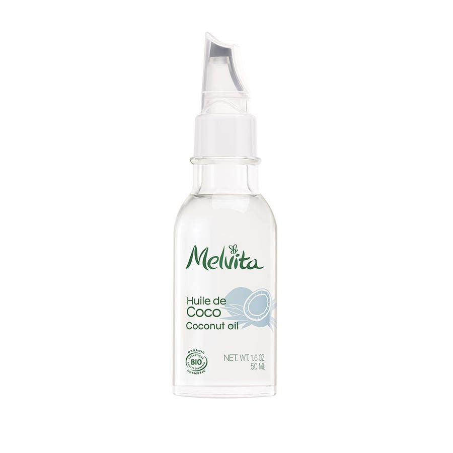 Huile de coco nourrissante bio Melvita pour cheveux secs et abîmés 50 ml 