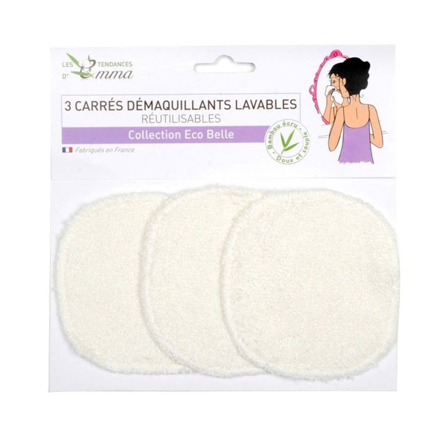 Les Tendances D'Emma Eco Belle Lingettes Démaquillantes Lavables Bambou Bio x3 