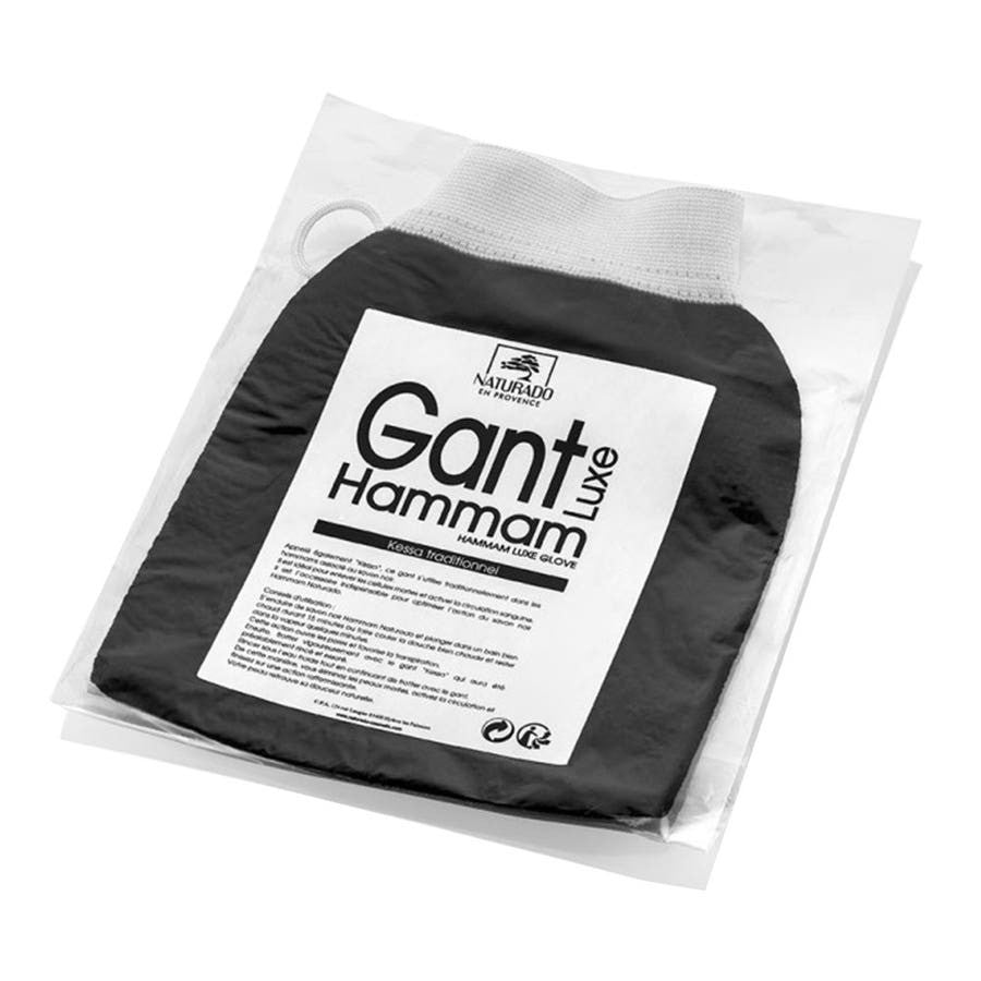 Gant de hammam Naturado de luxe pour l'exfoliation et la circulation, gant Kessa traditionnel pour hammam au savon noir 