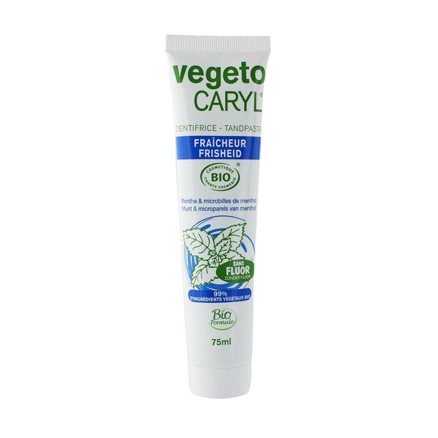 Dentifrice frais Vegeto Caryl aux microbilles Bioes sans fluor, 75 ml (2,53 fl oz) 