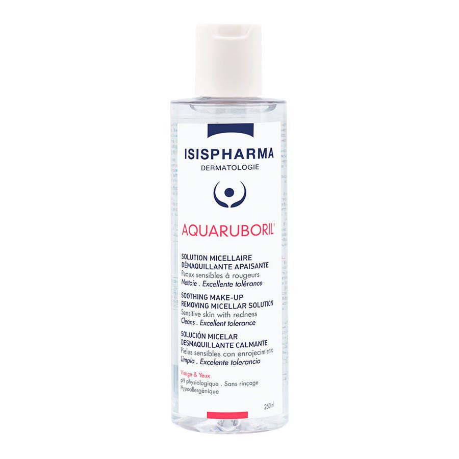 Isispharma Aquaruboril Solution Micellaire Nettoyante Apaisante pour Peaux Sensibles et à Rougeurs 250 ml (8,45 fl oz) 