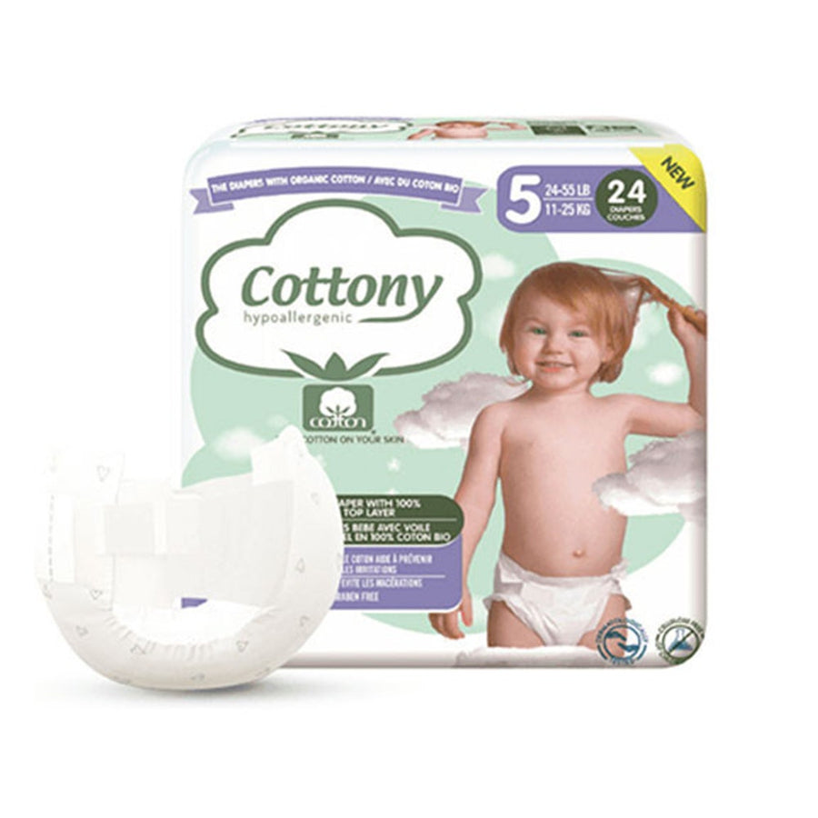 Cottony Organic Cotton Nappies Size 5 11-25kg x24