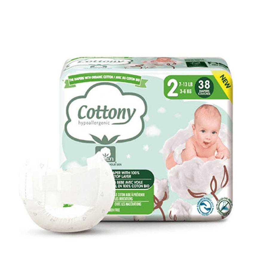 Cottony Organic Cotton Nappies Size 2 3-6kg x38