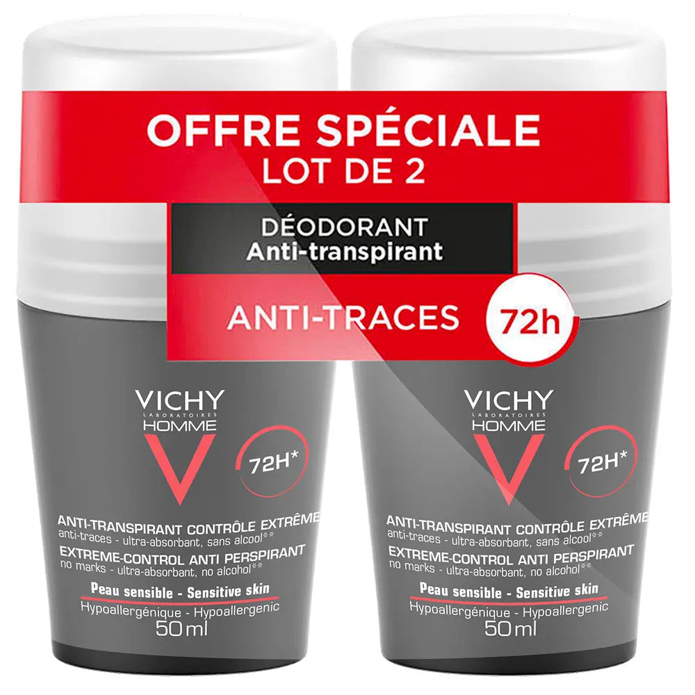 Vichy Homme Déodorant Anti-Transpirant 72H pour Homme, 50 ml 