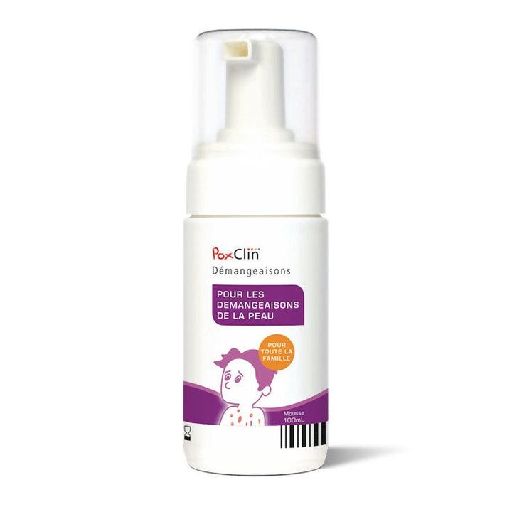 Mousse apaisante Poxclin contre les démangeaisons, flacon pompe de 100 ml (3,38 fl oz) 