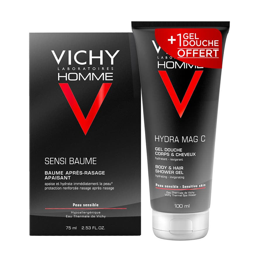 Vichy Man Sensitive Soothing Aftershave Balm + Free Shower Gel 75ml