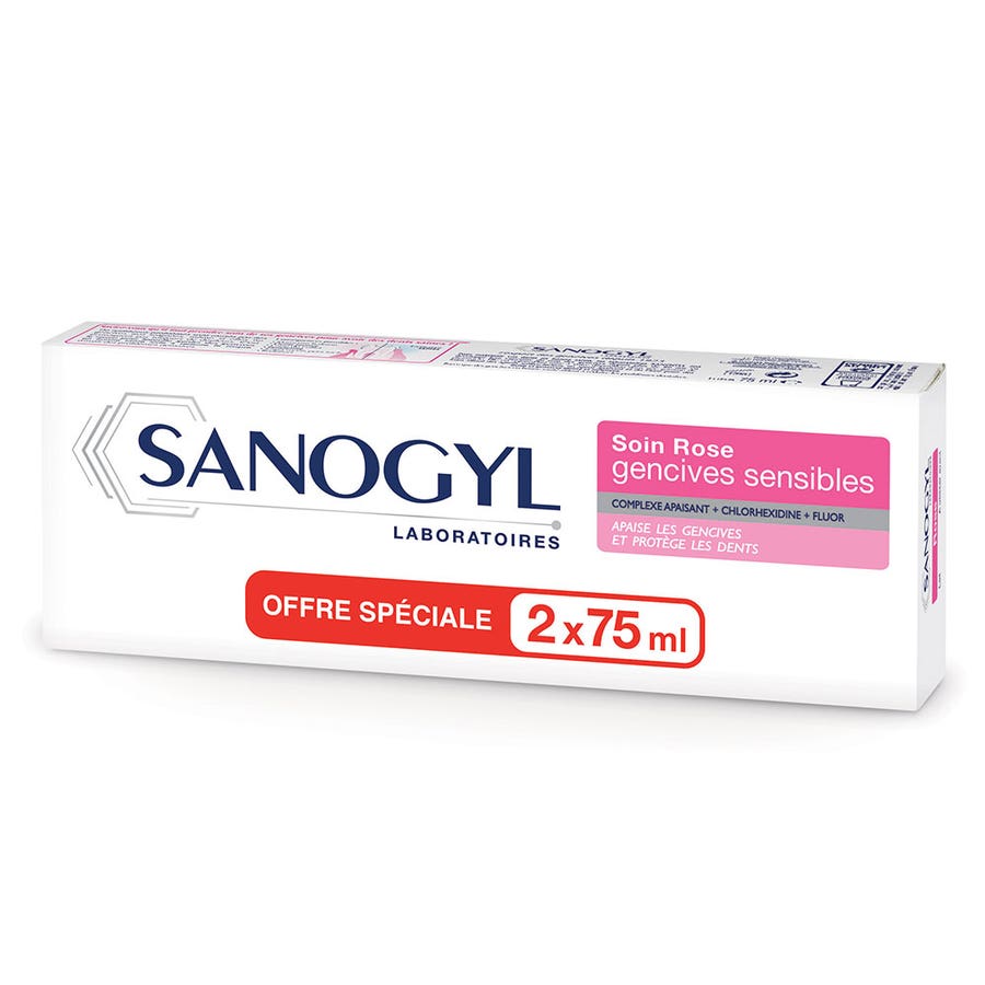 Sanogyl Rose Toothpaste 1500ppm Sensitive Gum Care 75ml x2 (2.53fl oz x2)