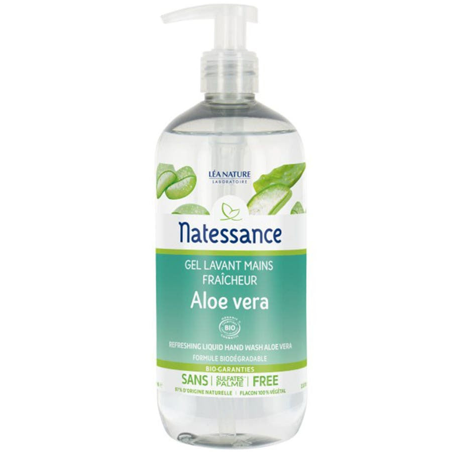 Natessance Gel lavant rafraîchissant pour les mains à l'aloe vera 500 ml 