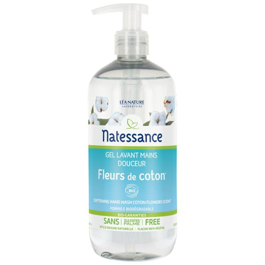 Gel lavant pour les mains Natessance Fleur de Coton 500 ml 