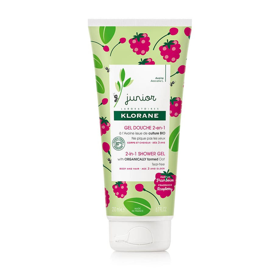 Klorane Junior Gel Douche 2-en-1 Framboise Framboise 200 ml (6,76 fl oz) 