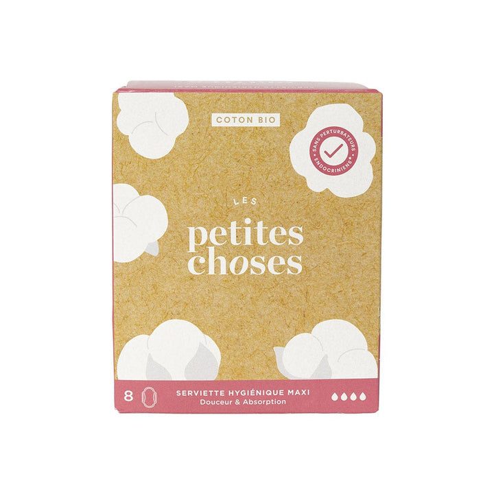 Les Petites Choses Serviettes hygiéniques extra longues en coton biologique boîte de 8