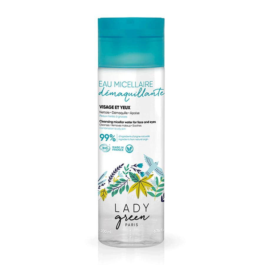 Lady Green Fraicheur Céleste Eau Micellaire Démaquillante Visage et Yeux Peaux Mixtes à Grasses 150 ml (5,07 fl oz) 