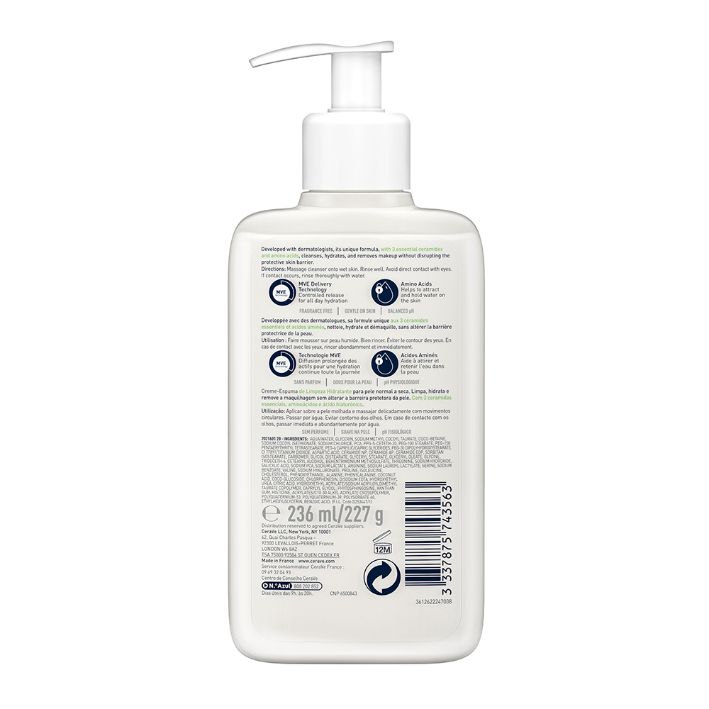 CeraVe Hydrating Foaming Facial Cleanser for Normal to Dry Skin