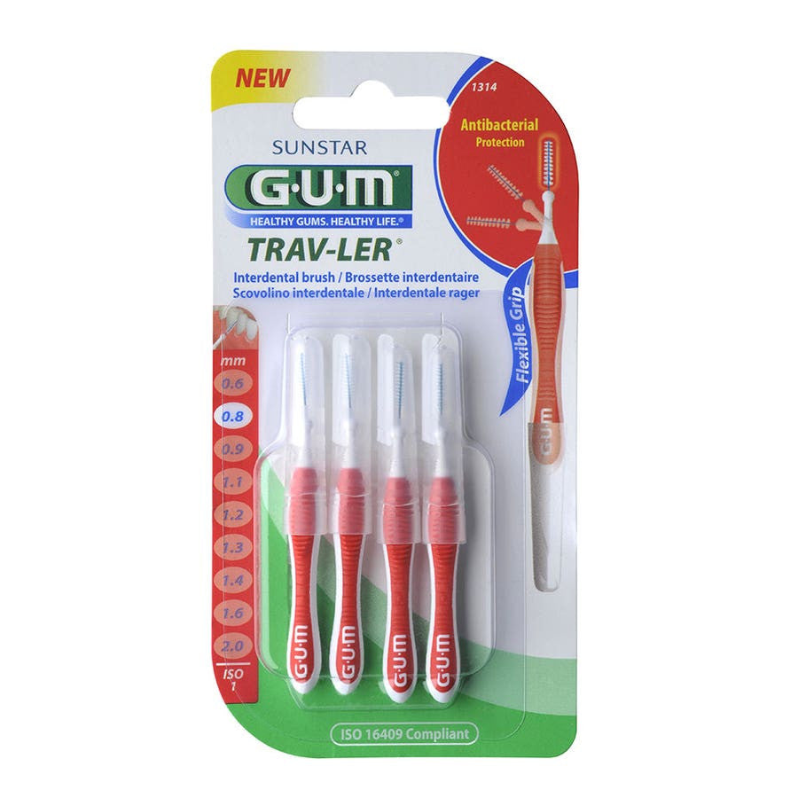 Brosses Gum Trav-ler 1314 Trav-ler 4 Brosses 0,8mm x4 