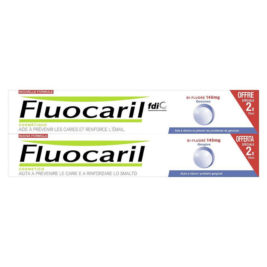 Fluocaril Dentifrice Menthe 75 ml x2 (2,53fl oz x2) 