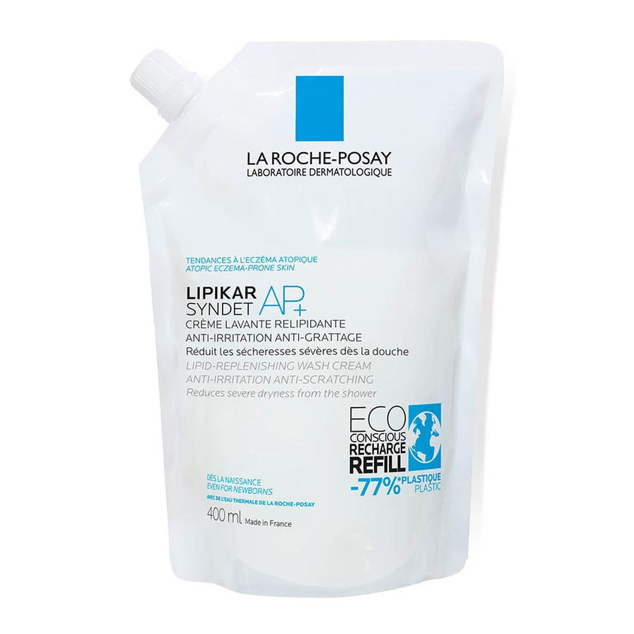 La Roche-Posay Lipikar Syndet AP+ Crème Nettoyante pour peaux à tendance enzématique atomique Recharge Éco 400 ml (13,52 fl oz)