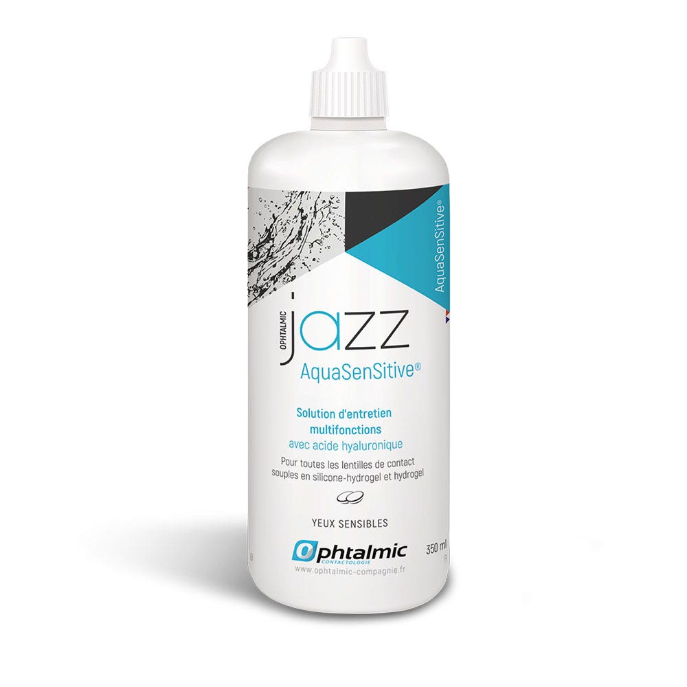 Ophtalmic AquaSensitive Jazz multi-purpose solution for all soft contact lenses 350 ml (11.83fl oz)