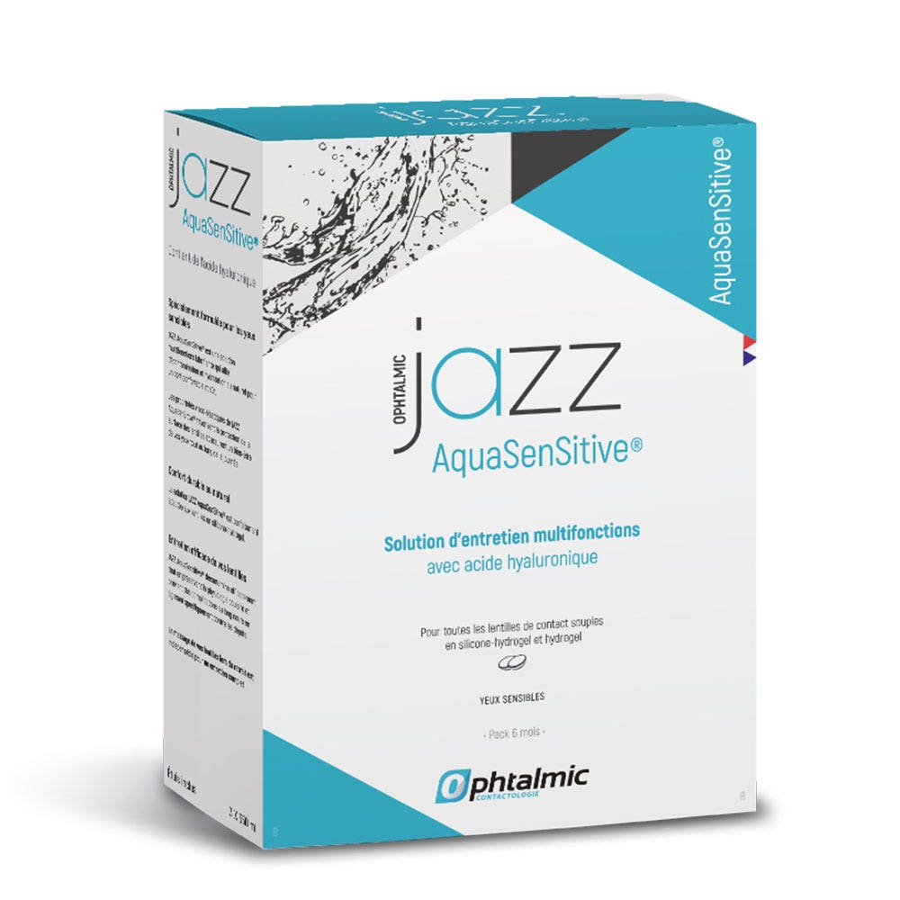 Ophtalmic AquaSensitive Jazz multi-purpose solution for all types of soft contact lenses 3 x 350ml (11.83fl oz)
