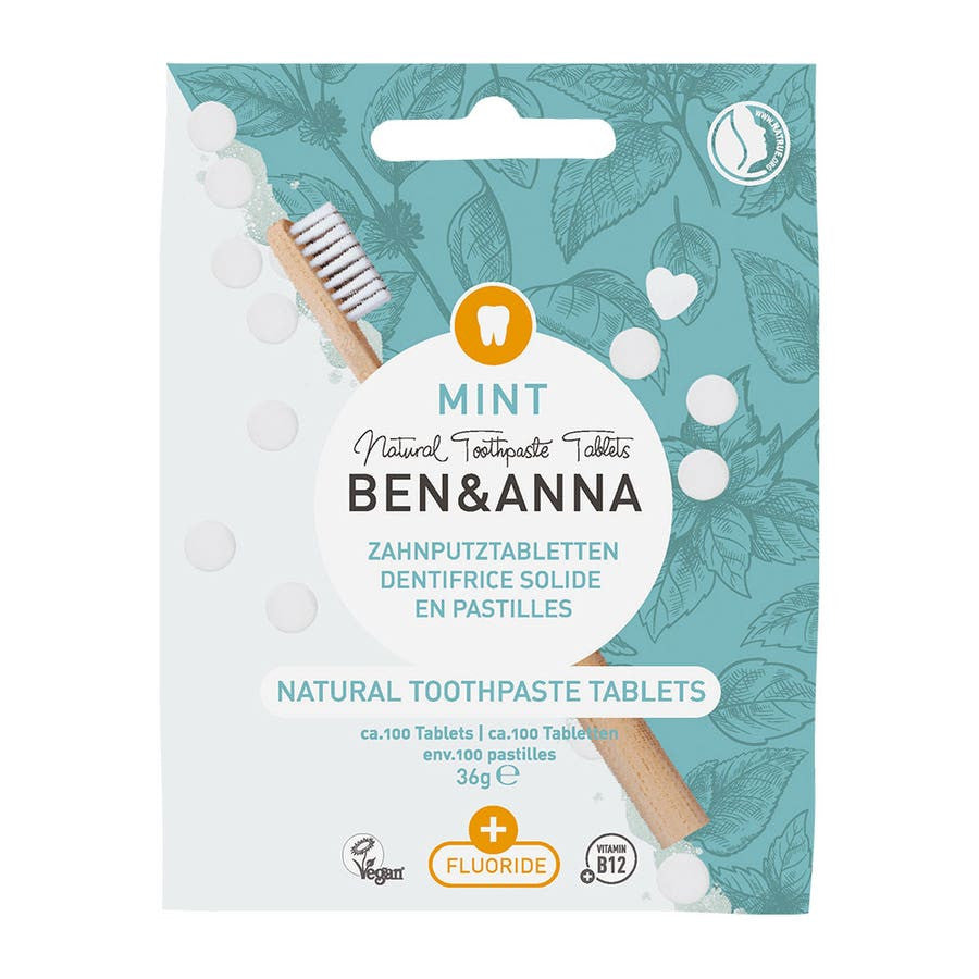 Ben & Anna Mint Toothpaste Tablets with Fluoride 36g