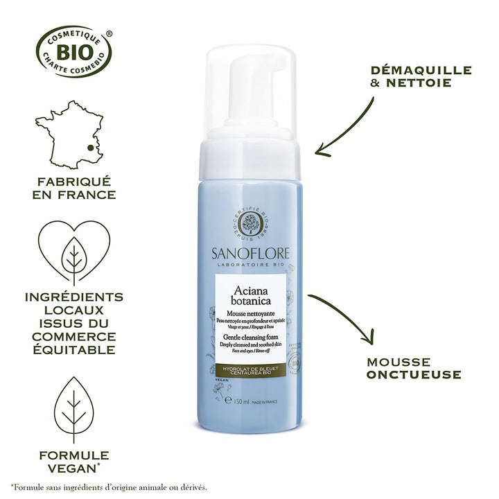 Sanoflore Aciana Botanica Gentle Cleansing Foam All Skin Types 150ml x2 (5.07fl oz x2)
