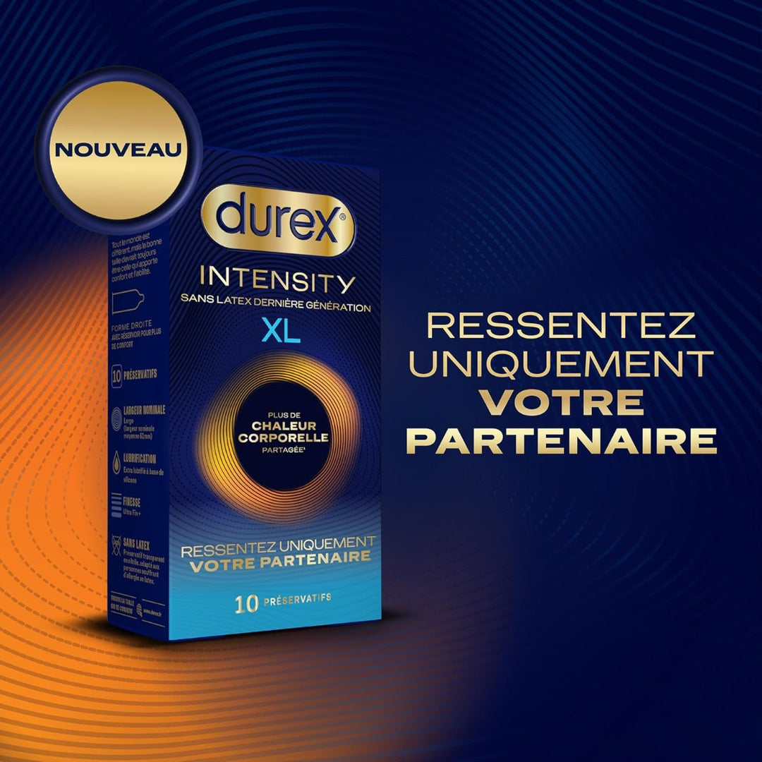 Durex Intensity XL Preservativos sin látex con sensación de calor corporal compartido x10